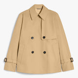 Water-repellent gabardine short trench coat
