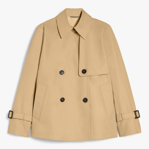 Water-repellent gabardine short trench coat
