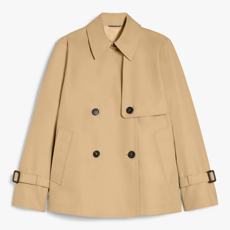 Water-repellent gabardine short trench coat