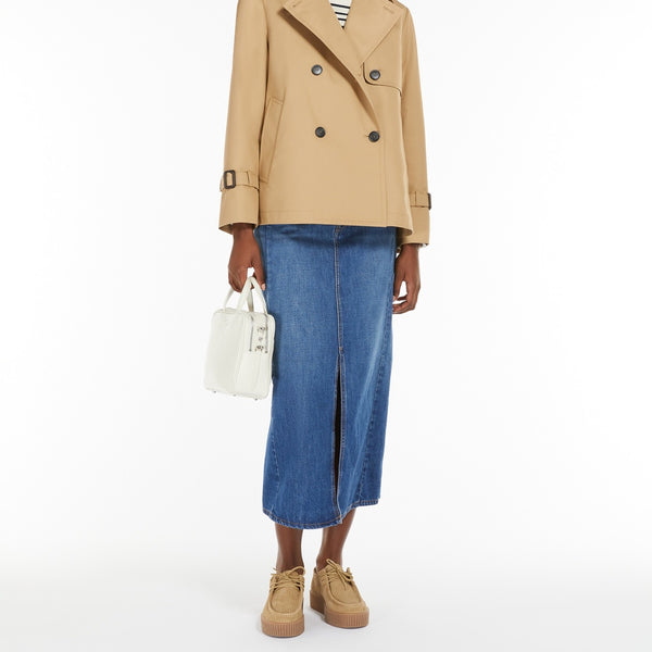 Water-repellent gabardine short trench coat