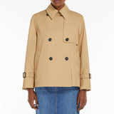 Water-repellent gabardine short trench coat