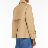 Water-repellent gabardine short trench coat
