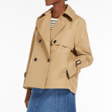 Water-repellent gabardine short trench coat