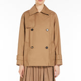 Short trench coat in water-repellent twill