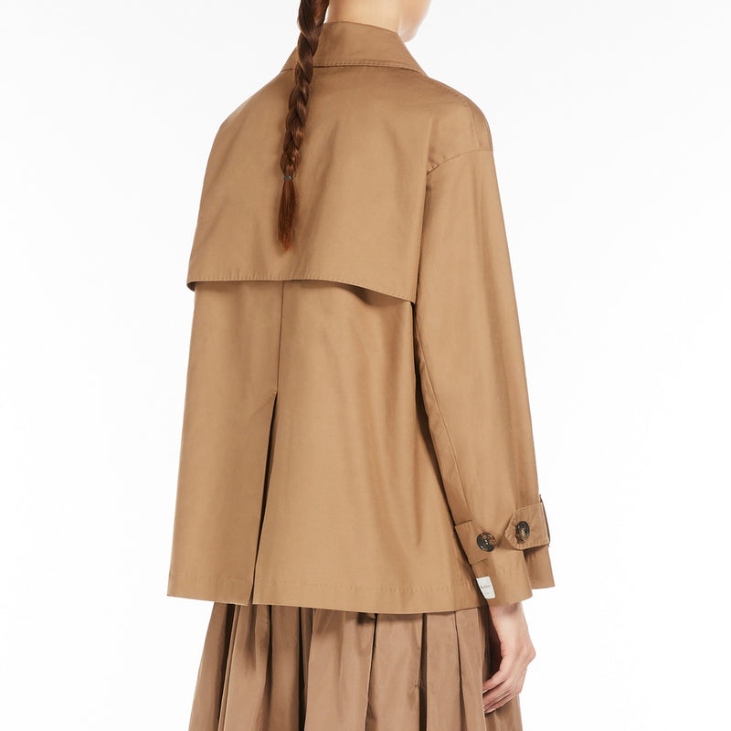 Short trench coat in water-repellent twill