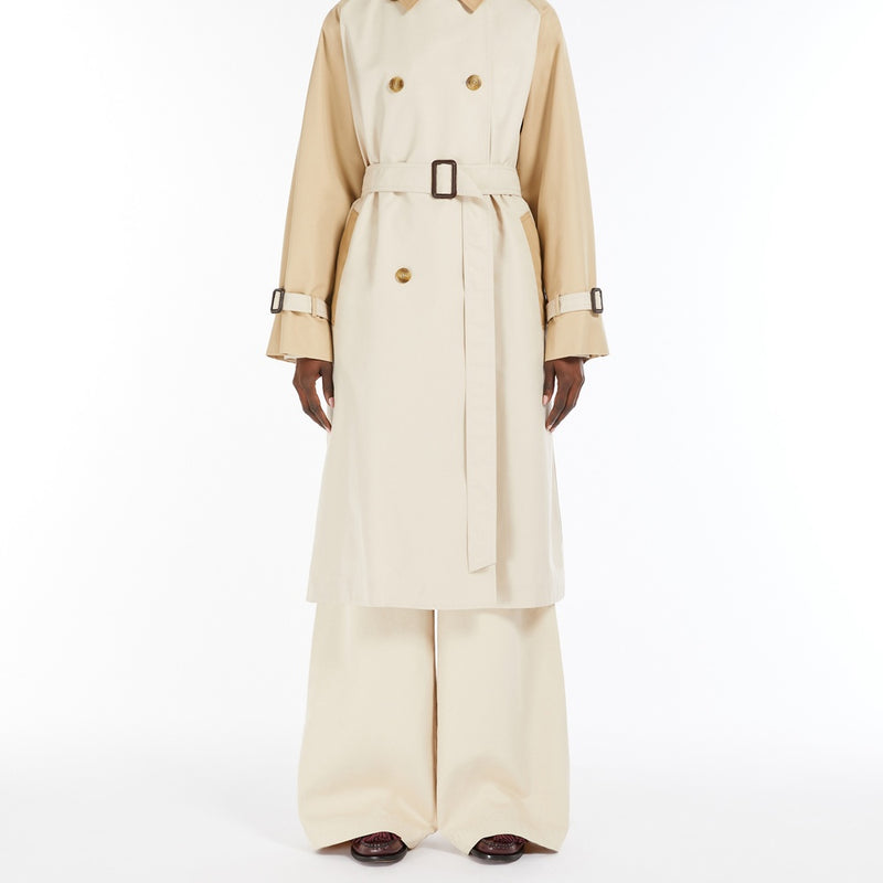 Reversible trench coat in water-repellent gabardine