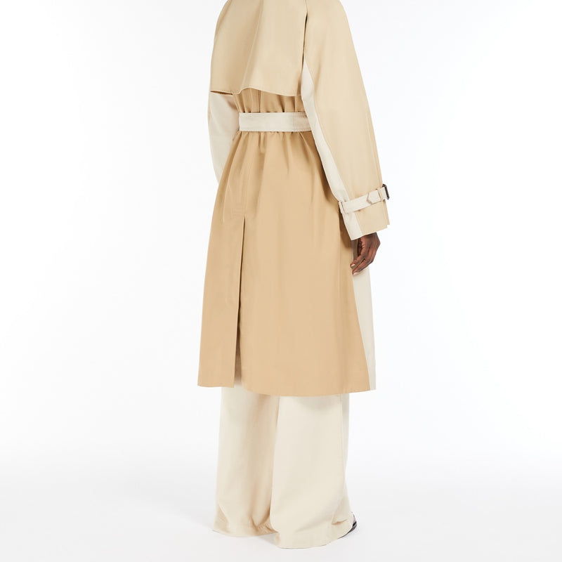Reversible trench coat in water-repellent gabardine