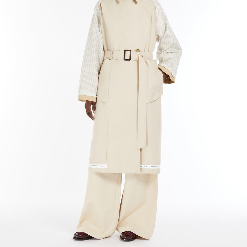 Reversible trench coat in water-repellent gabardine