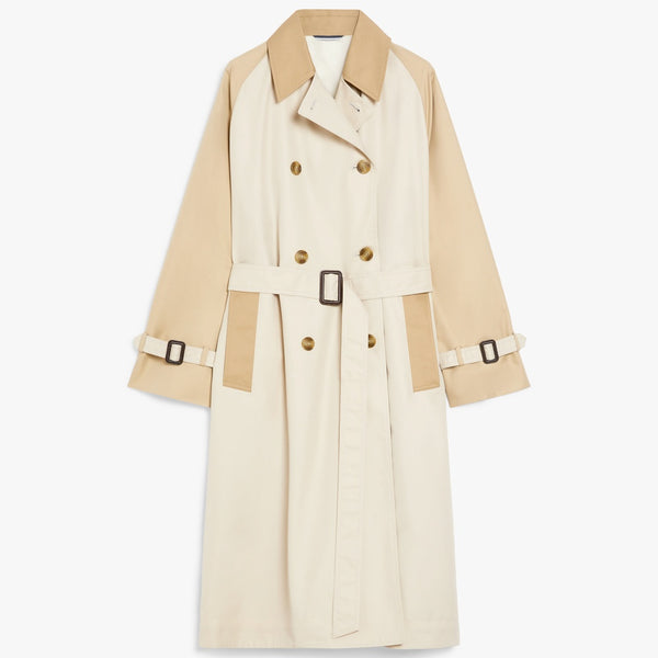 Reversible trench coat in water-repellent gabardine