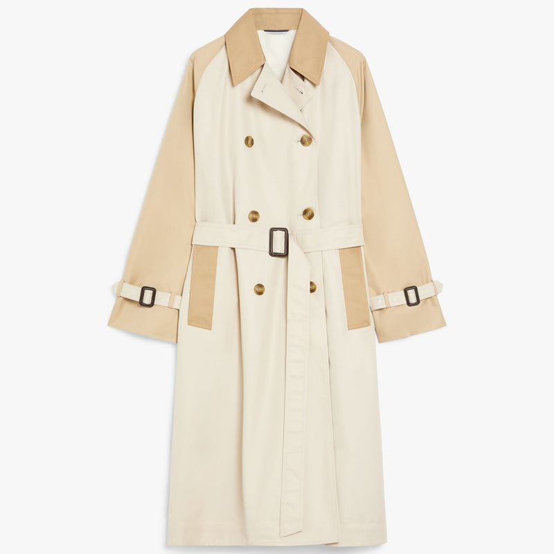 Reversible trench coat in water-repellent gabardine