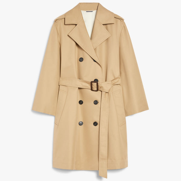 Water-repellent gabardine double-breasted trench coat