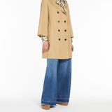 Water-repellent gabardine double-breasted trench coat