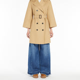 Water-repellent gabardine double-breasted trench coat