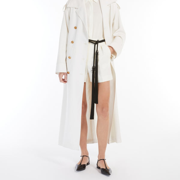 Double-breasted wool trench coat
