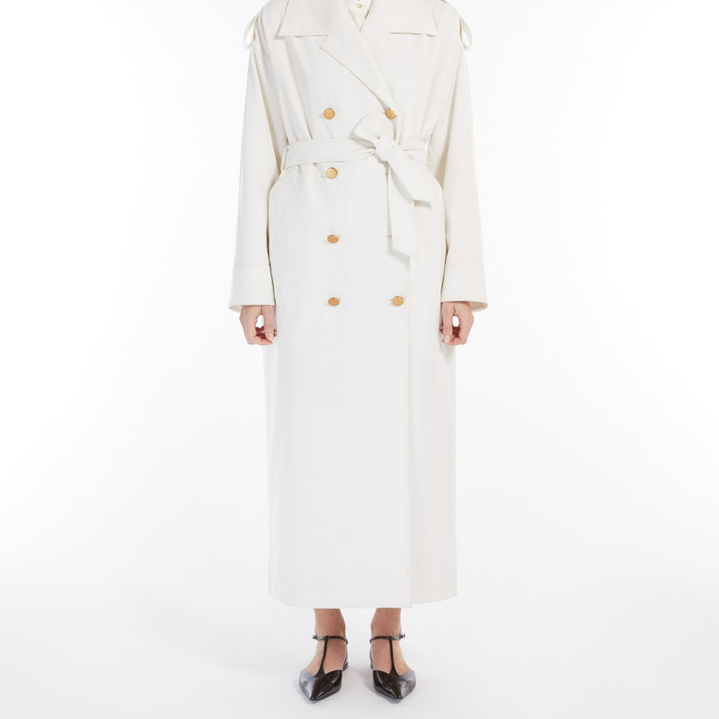Double-breasted wool trench coat