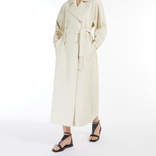 Long linen cloth trench coat