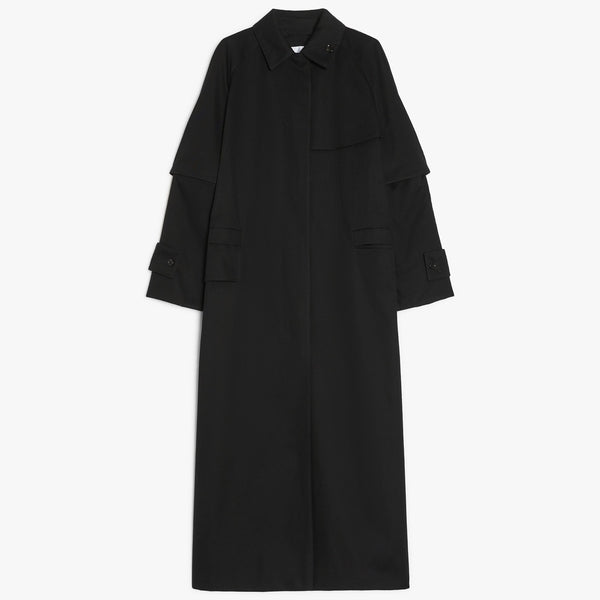 Long water-repellent cotton trench coat