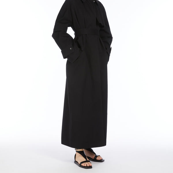 Long water-repellent cotton trench coat
