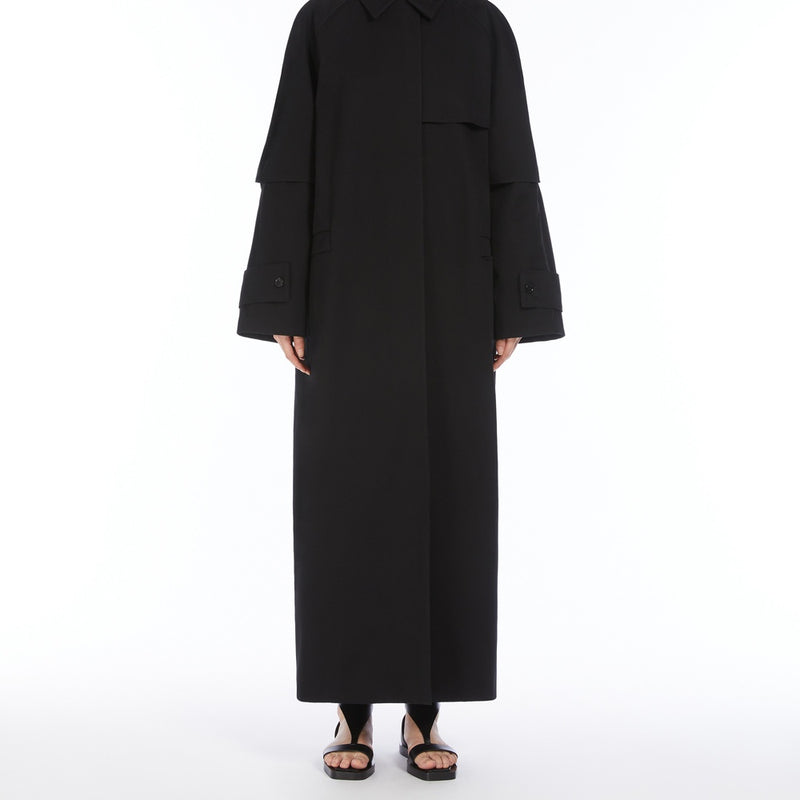 Long water-repellent cotton trench coat