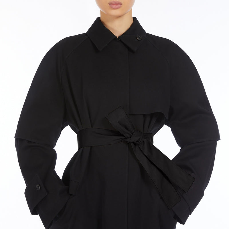 Long water-repellent cotton trench coat