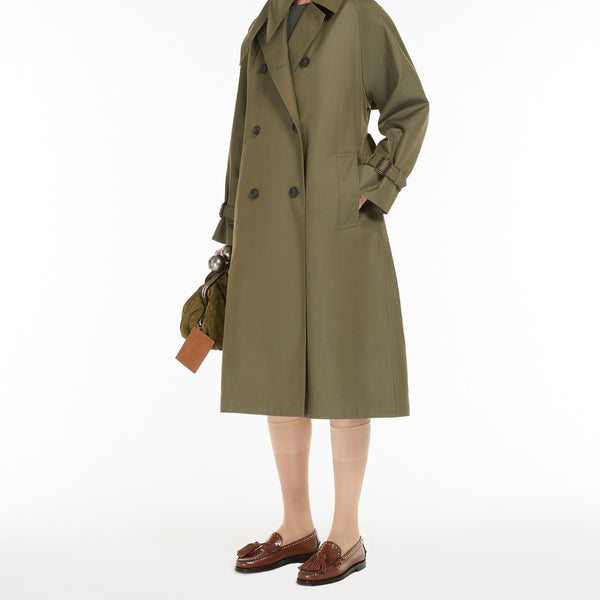 Reversible trench coat in water-repellent gabardine