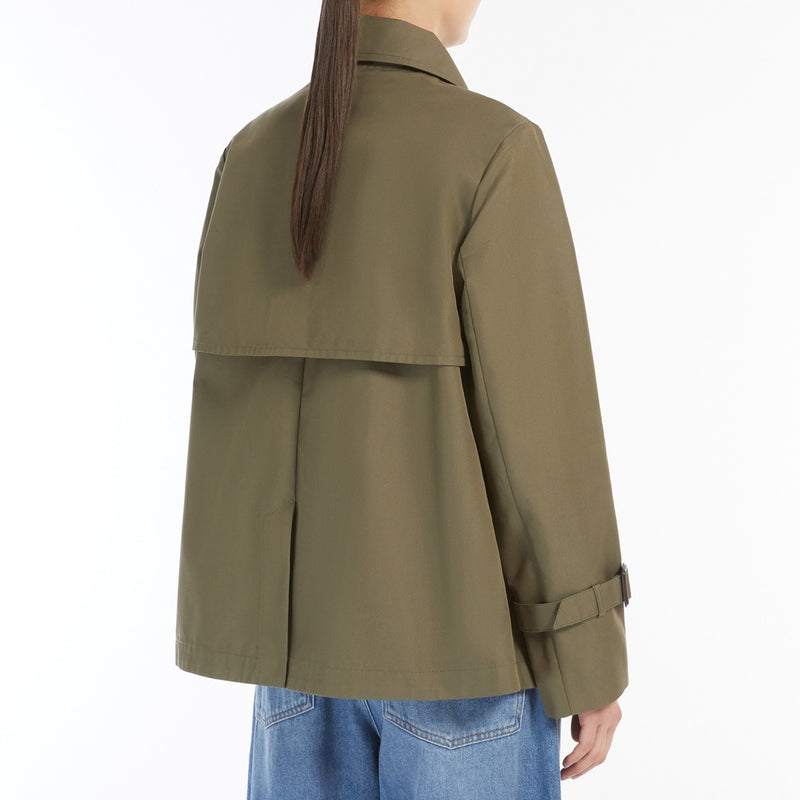 Water-repellent gabardine short trench coat
