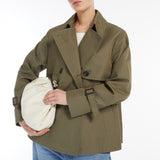 Water-repellent gabardine short trench coat