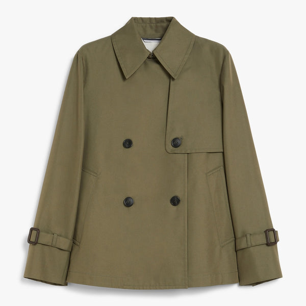Water-repellent gabardine short trench coat