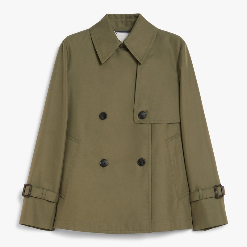 Water-repellent gabardine short trench coat