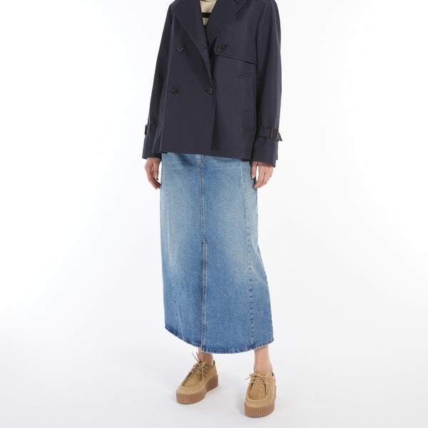 Water-repellent gabardine short trench coat