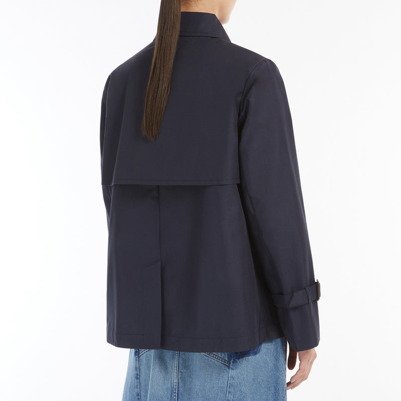 Water-repellent gabardine short trench coat