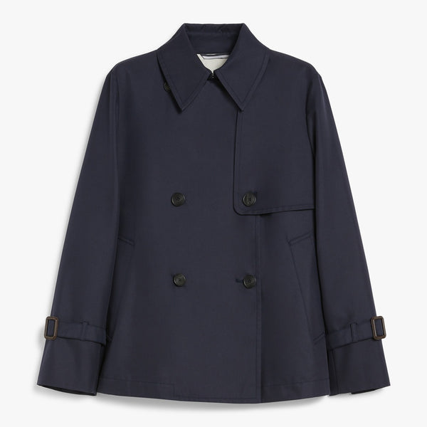 Water-repellent gabardine short trench coat