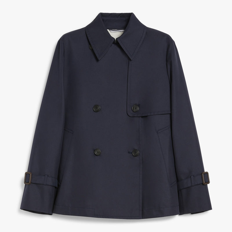 Water-repellent gabardine short trench coat