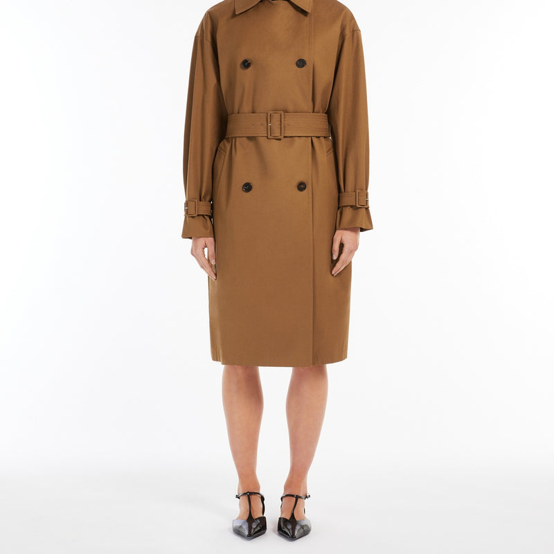 Short water-repellent cotton trench coat