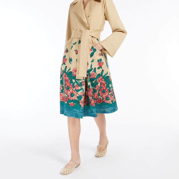 Water-repellent cotton gabardine trench coat