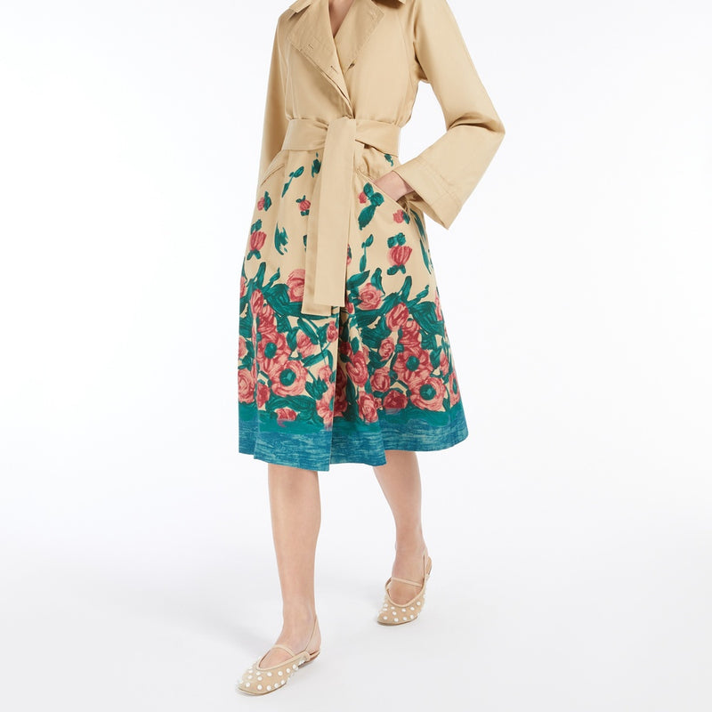 Water-repellent cotton gabardine trench coat