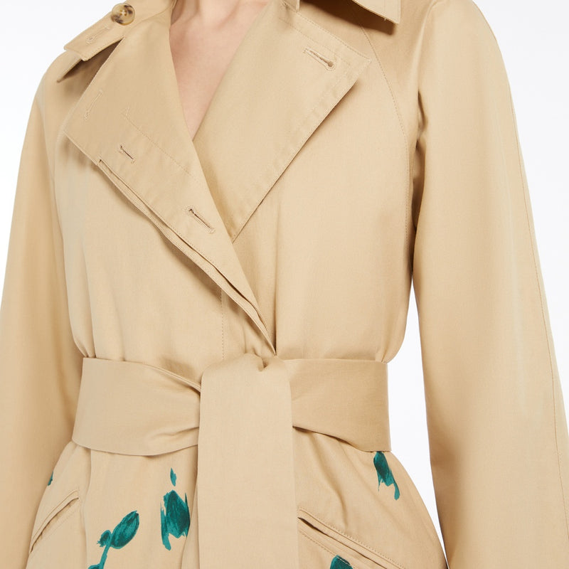 Water-repellent cotton gabardine trench coat