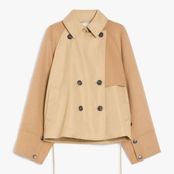 Water-repellent gabardine double-breasted trench coat
