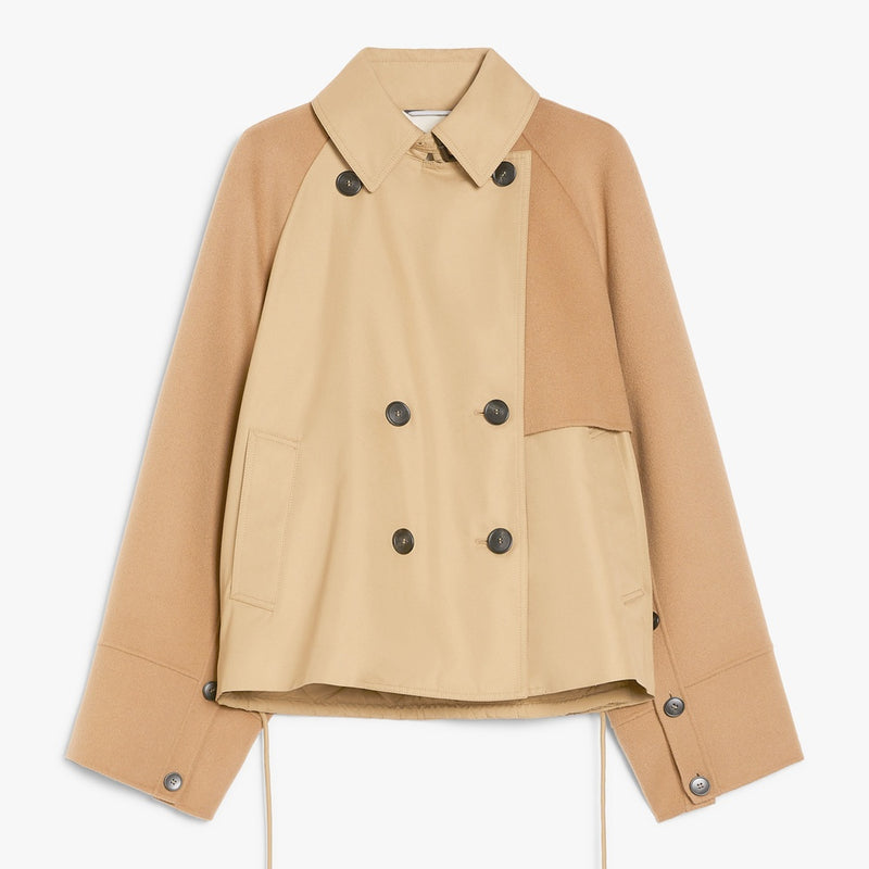 Water-repellent gabardine double-breasted trench coat