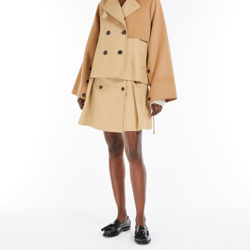 Water-repellent gabardine double-breasted trench coat