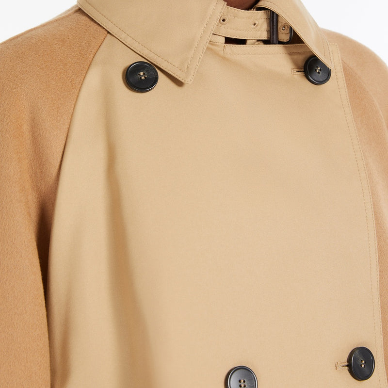 Water-repellent gabardine double-breasted trench coat