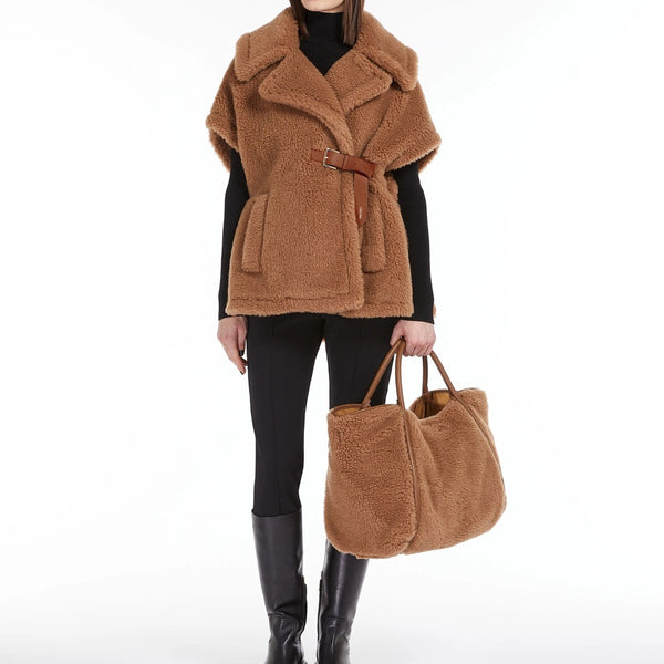 Camel teddy fabric cape