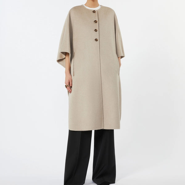 Long cape in cashmere loden