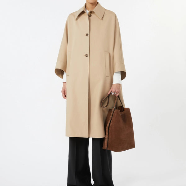 Long cape in water-repellent cotton