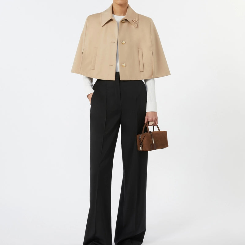 Short cape in water-repellent cotton