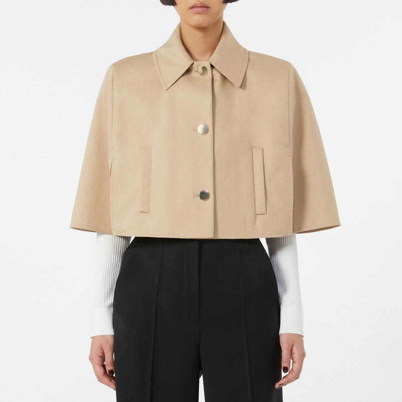 Short cape in water-repellent cotton