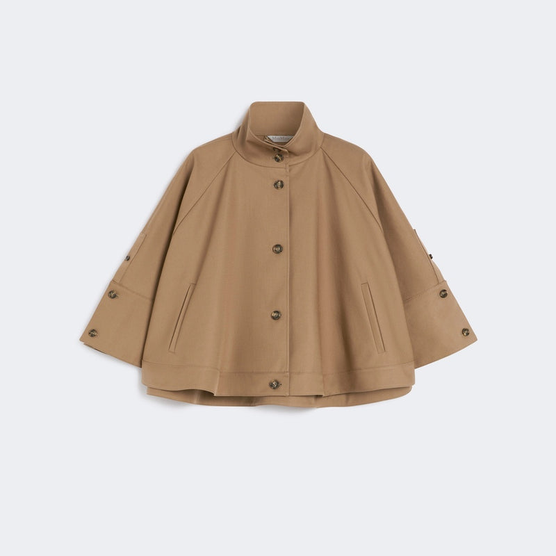 Short water-repellent gabardine cape