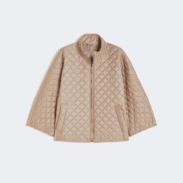 Reversible padded cape in water-repellent canvas