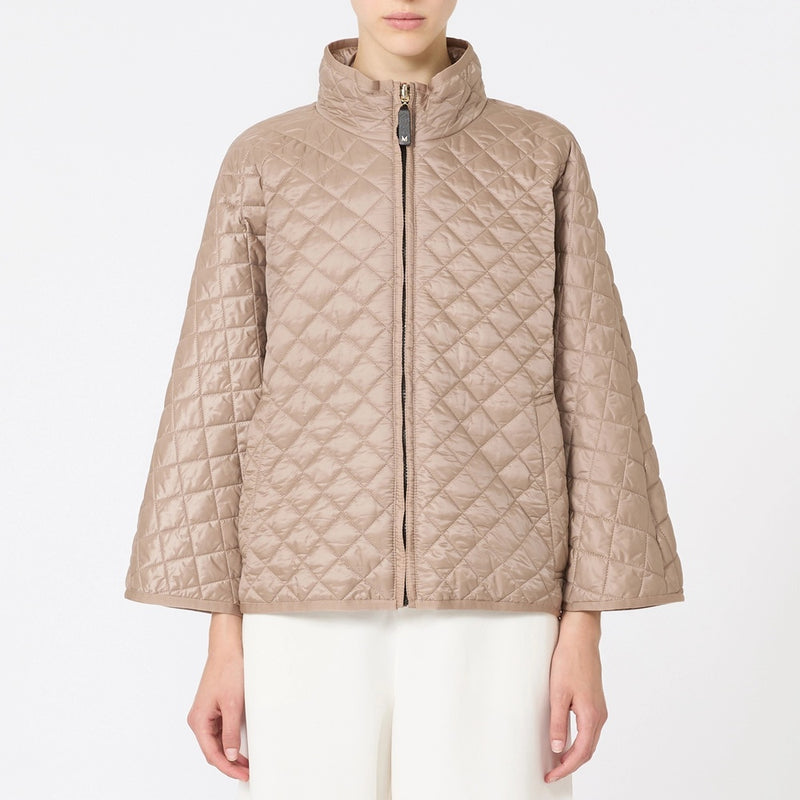 Reversible padded cape in water-repellent canvas