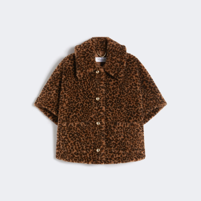 Alpaca and wool jacquard teddy cape